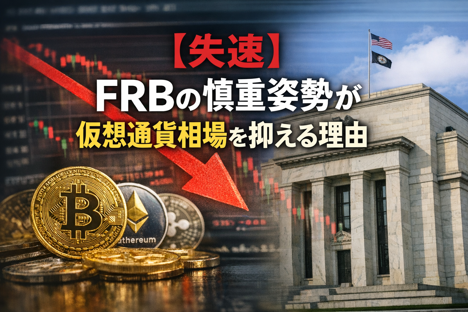 【失速】FRBの慎重姿勢が仮想通貨相場を抑える理由