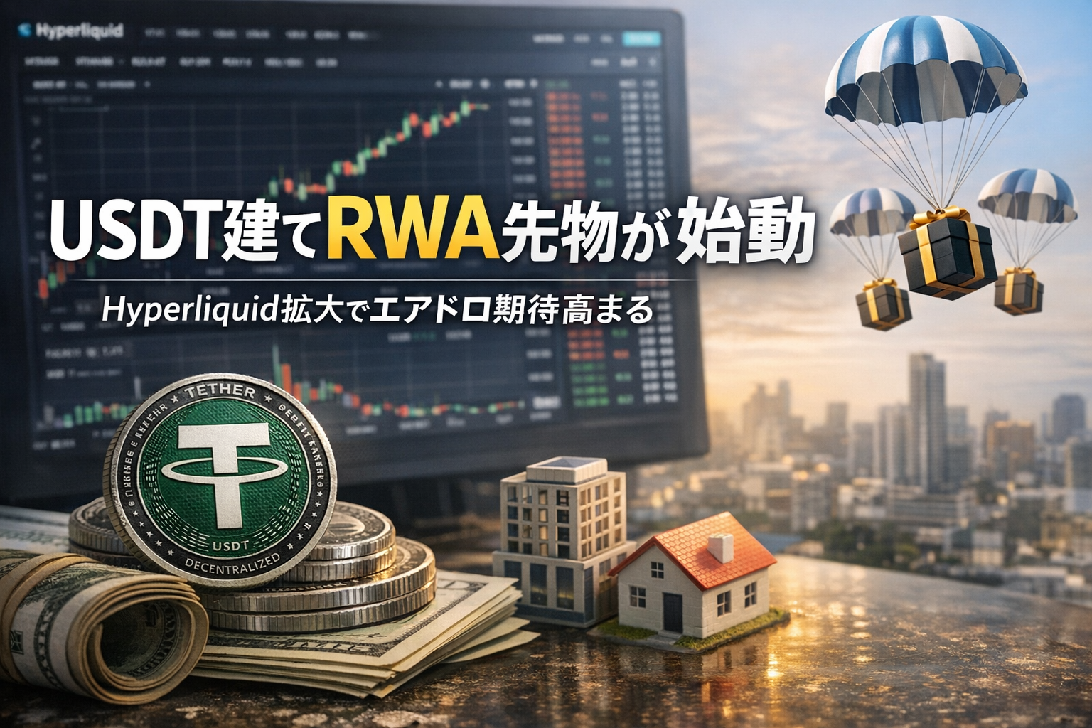 USDT0建てRWA先物が始動。Hyperliquid拡大でエアドロ期待高まる