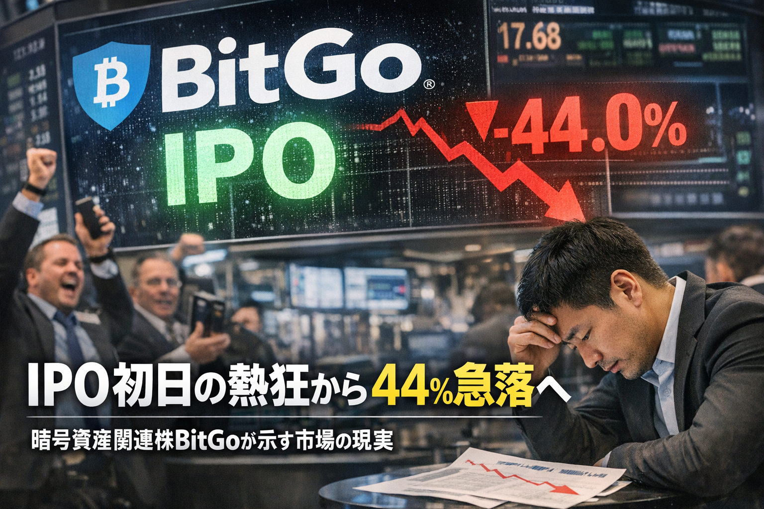 IPO初日の熱狂から44%急落へ。暗号資産関連株BitGoが示す市場の現実