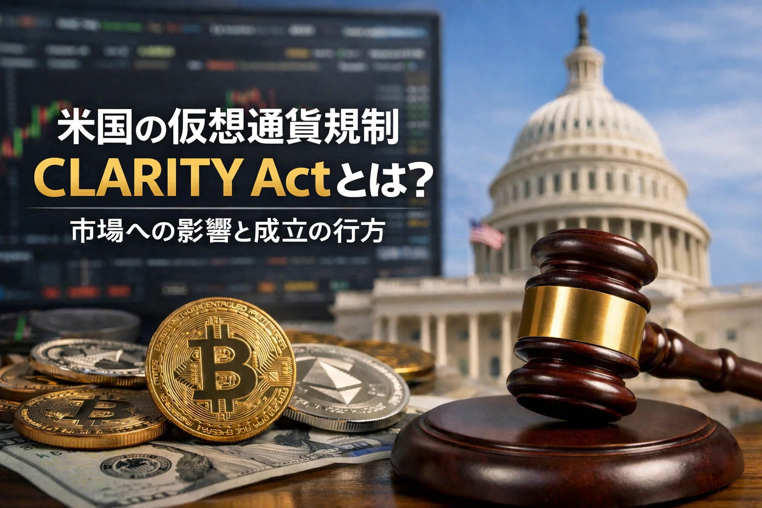 米国の仮想通貨規制CLARITY Actとは？市場への影響と成立の行方