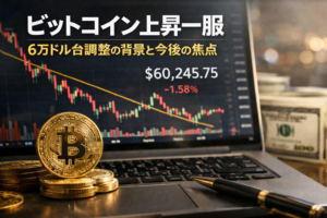 【2026年2月更新】ビットコイン上昇一服　6万ドル台調整の背景と今後の焦点