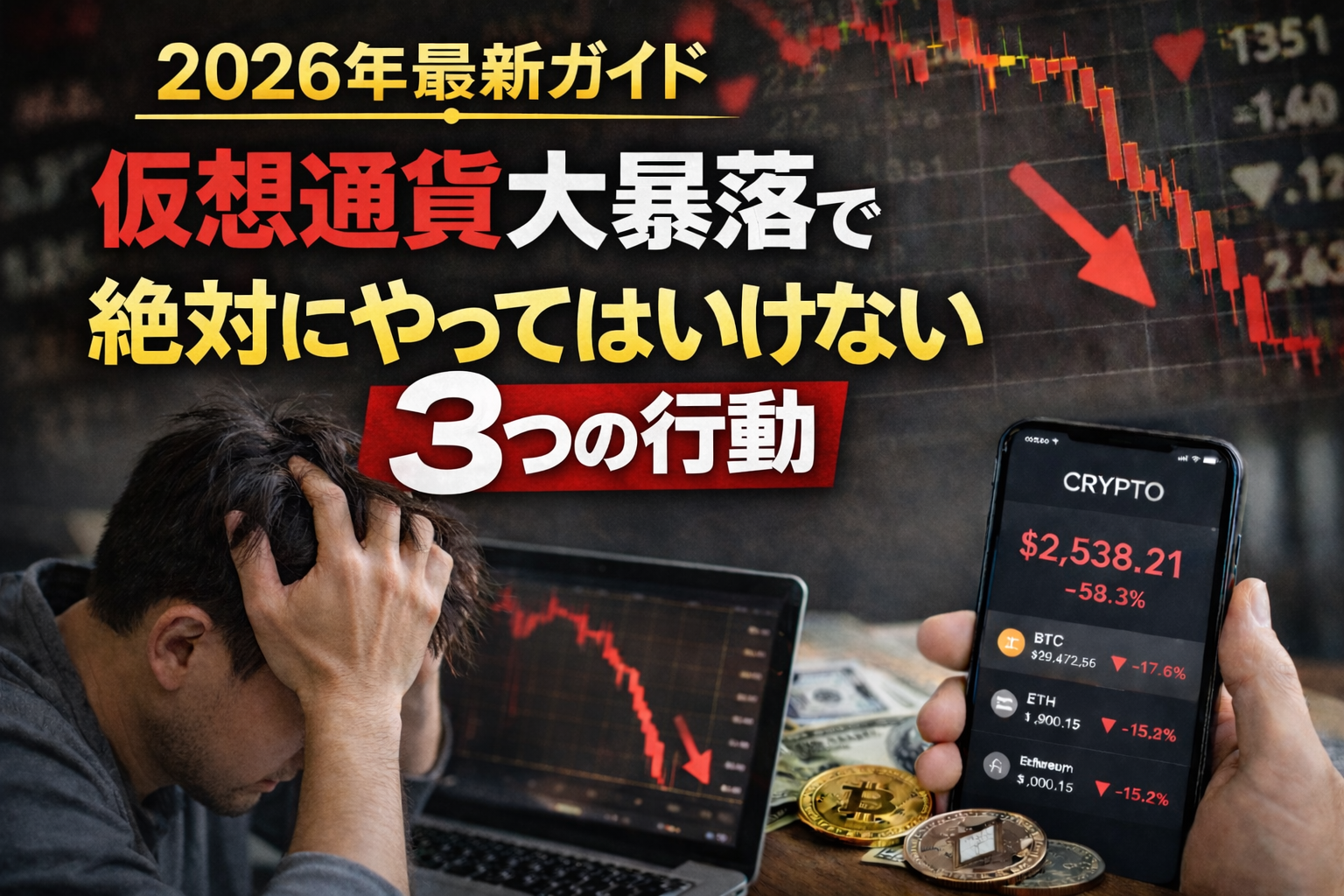 【2026年最新ガイド】 仮想通貨大暴落で「絶対にやってはいけない3つの行動」