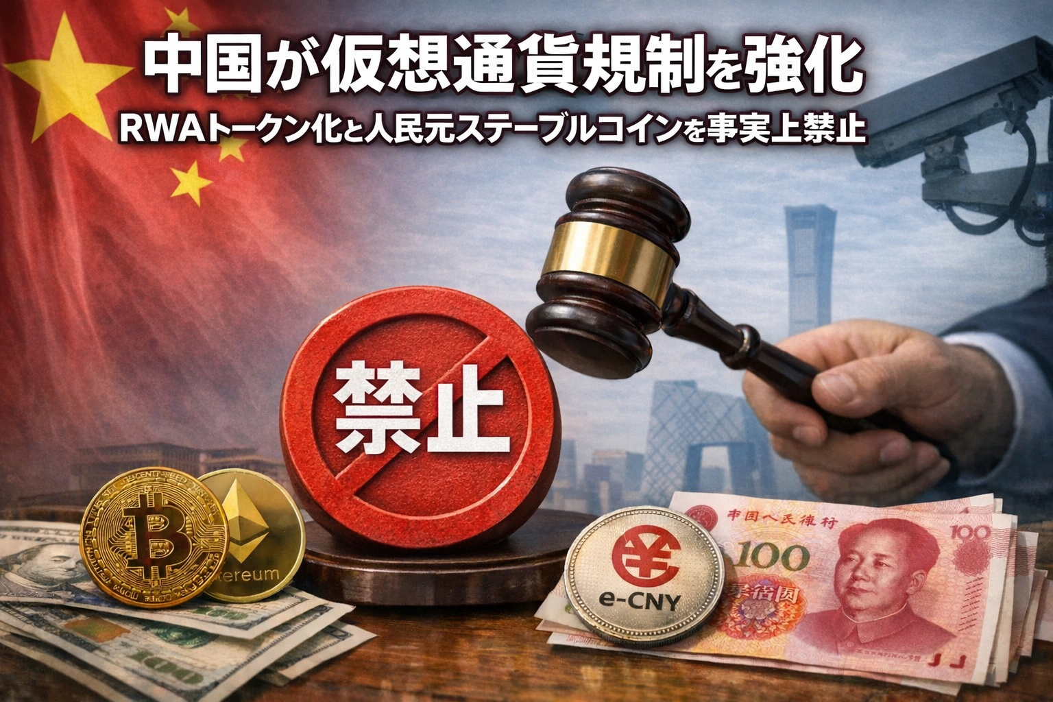 中国が仮想通貨規制を強化。RWAトークン化と人民元ステーブルコインを事実上禁止