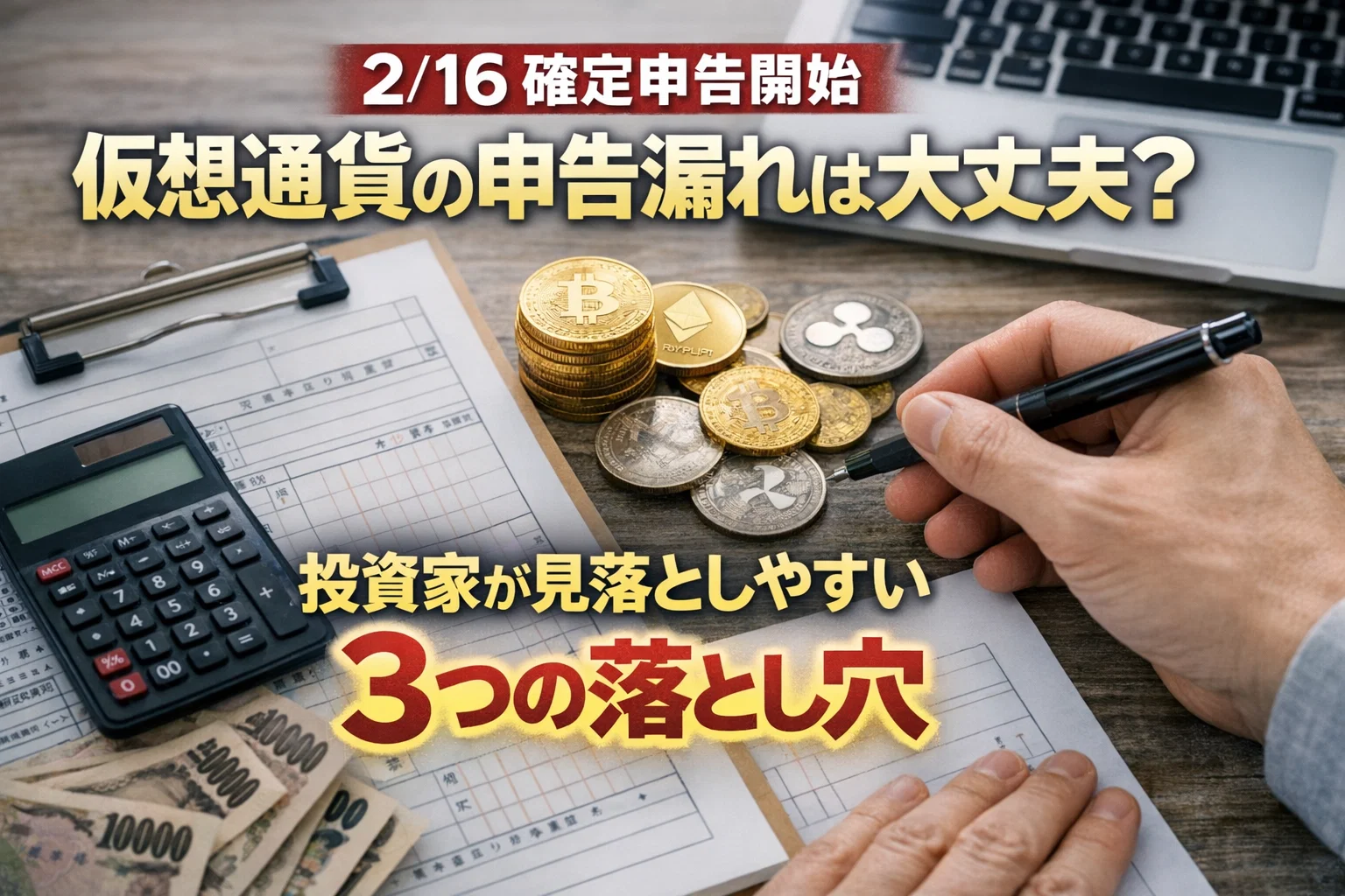 【2/16確定申告開始】仮想通貨の申告漏れは大丈夫？投資家が見落としやすい3つの落とし穴