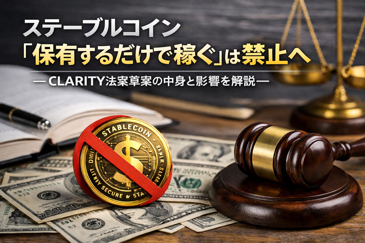 ステーブルコイン「保有するだけで稼ぐ」は禁止へ—CLARITY法案草案の中身と影響を解説