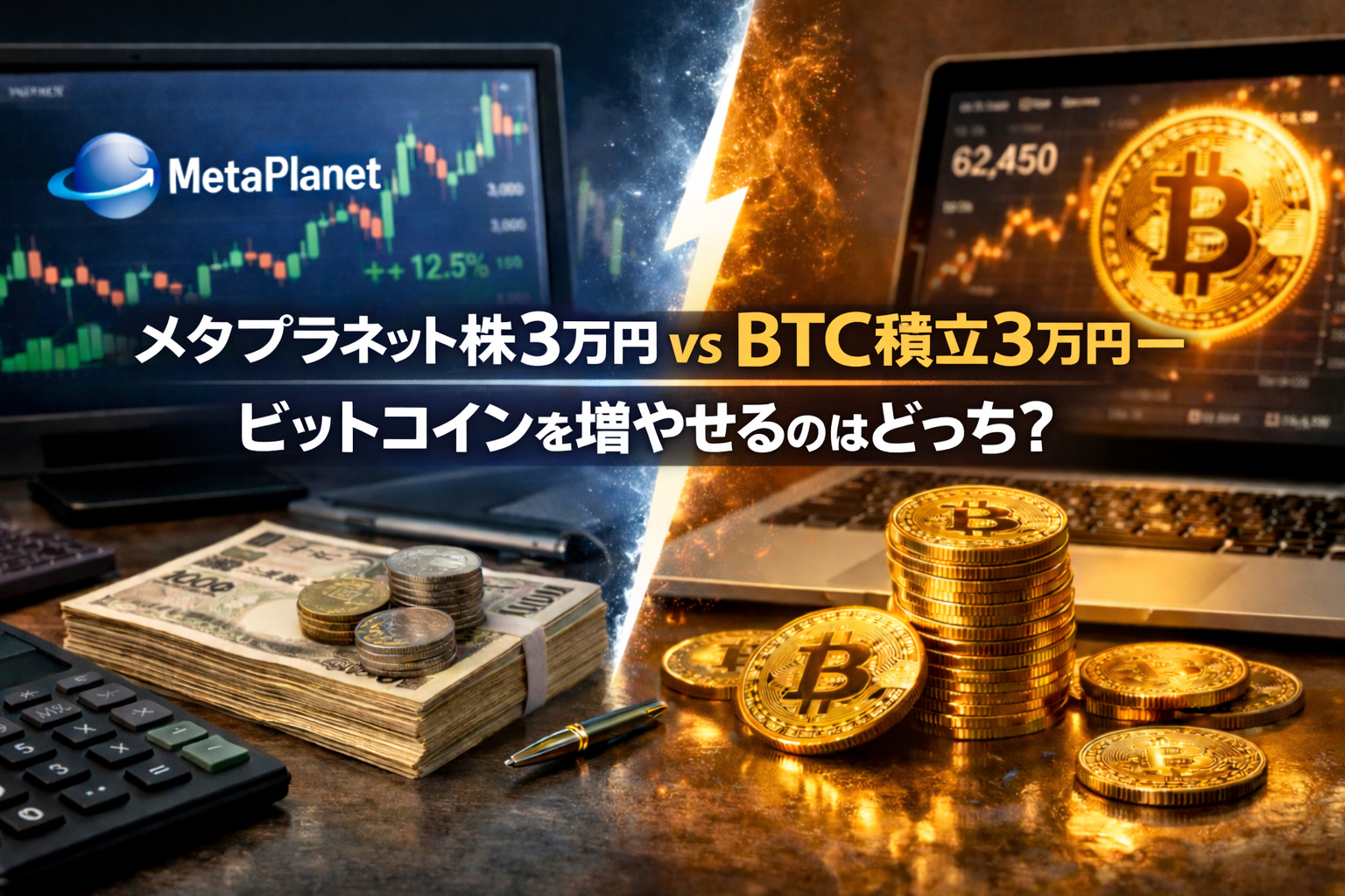 【徹底比較】メタプラネット株3万円 vs BTC積立3万円―ビットコインを増やせるのはどっち?