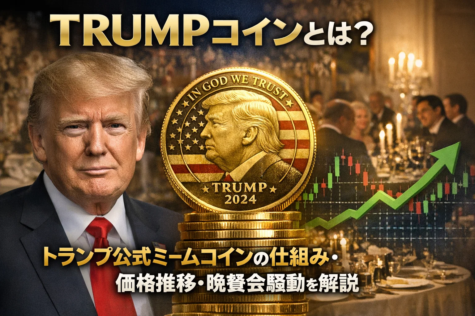 TRUMPコインとは?トランプ公式ミームコインの仕組み・価格推移・晩餐会騒動を解説