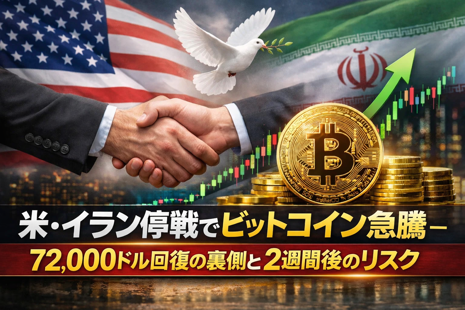 米・イラン停戦でビットコイン急騰―72,000ドル回復の裏側と2週間後のリスク