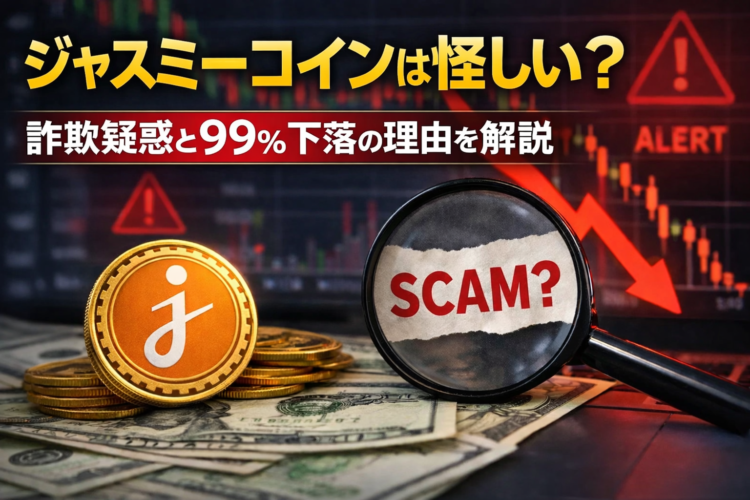 ジャスミーコインは怪しい？詐欺疑惑と99％下落の理由を解説