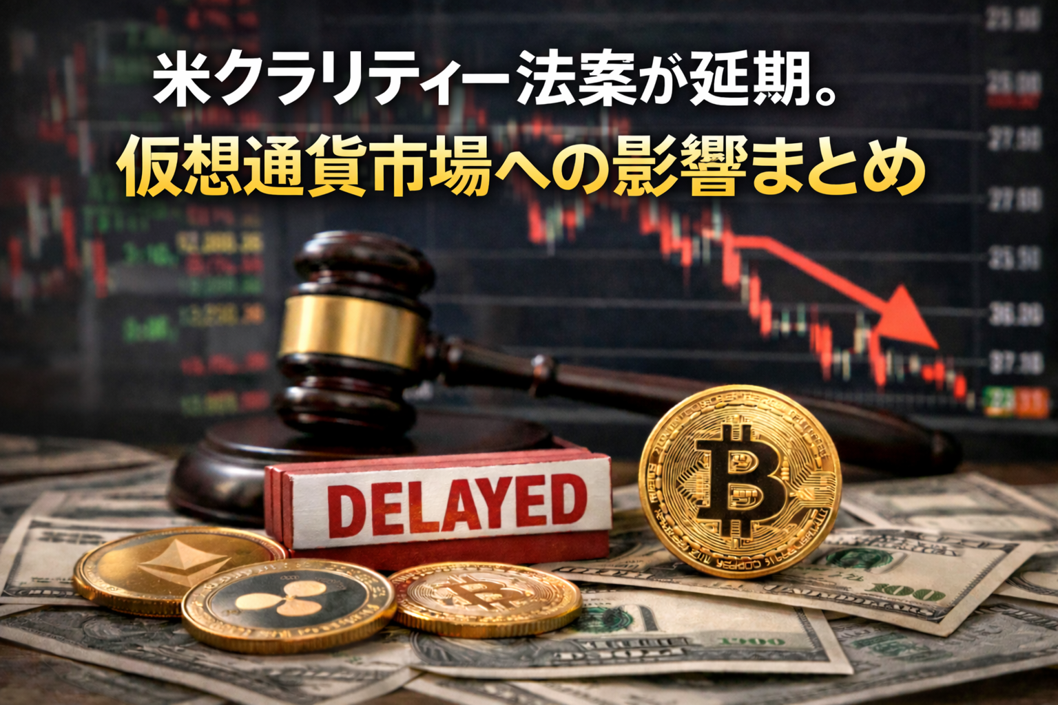 米クラリティー法案が延期、成立確率は低下。仮想通貨市場への影響まとめ