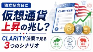 独立記念日に仮想通貨上昇の兆し？CLARITY法案で見る3つのシナリオ