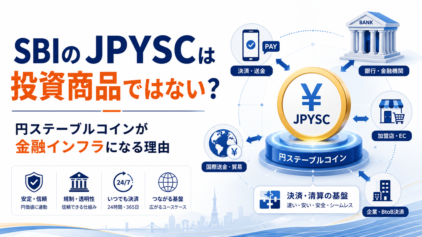 SBIのJPYSCは投資商品ではない？円ステーブルコインが金融インフラになる理由