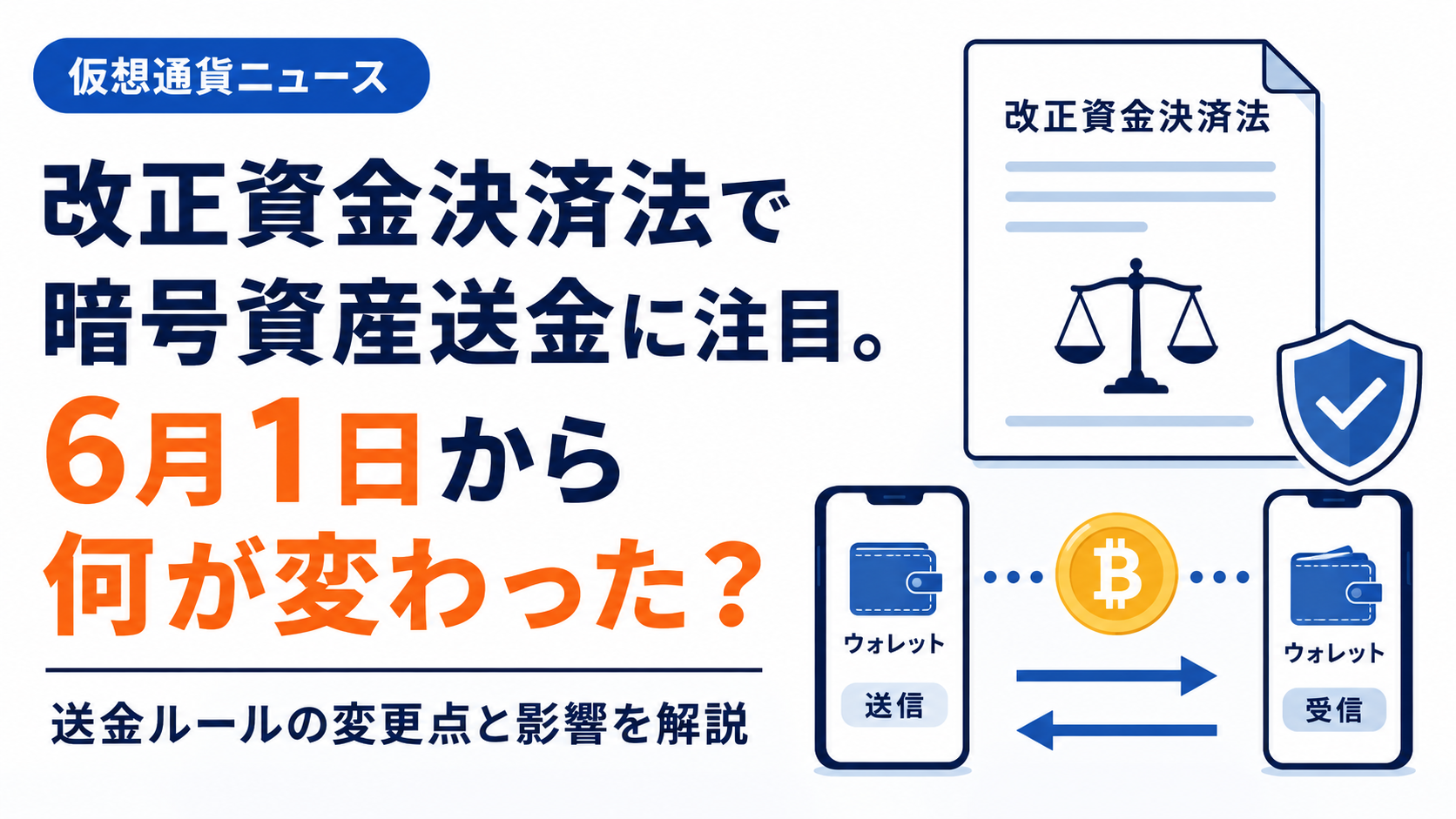 改正資金決済法で暗号資産送金に注目。6月1日から何が変わった？