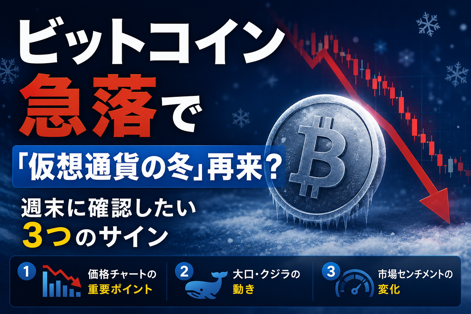ビットコイン急落で「仮想通貨の冬」再来?週末に確認したい3つのサイン