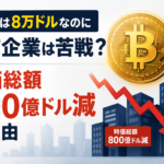 BTCは8万ドルなのに保有企業は苦戦？時価総額800億ドル減の理由
