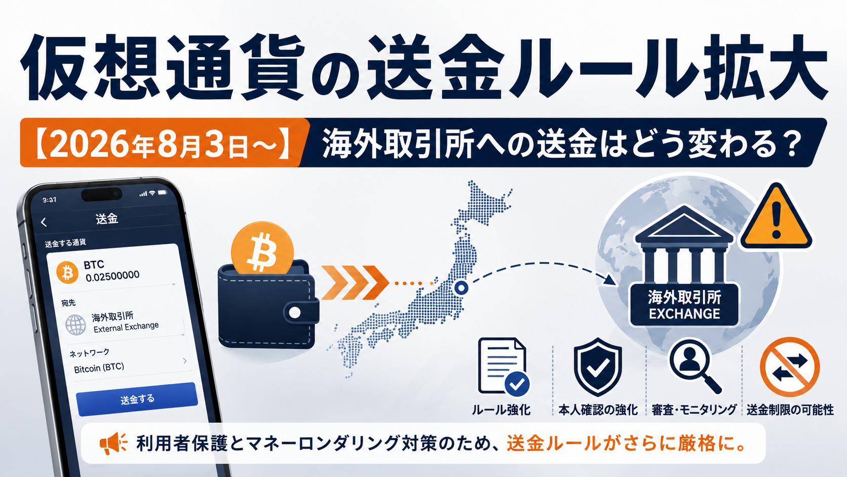 【2026年8月3日～】仮想通貨の送金ルールが拡大。海外取引所への送金はどう変わる？