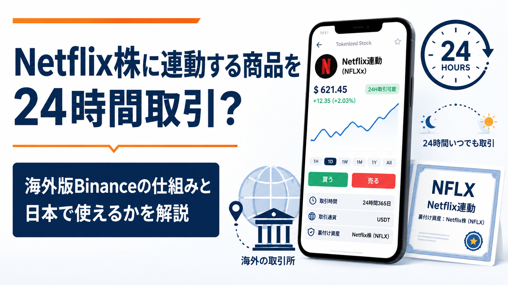 Netflix株に連動する商品を24時間取引？海外版Binanceの仕組みと日本で使えるかを解説
