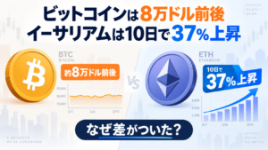 ビットコインは8万ドル前後なのに、イーサリアムは10日で37％上昇。なぜ差がついた？